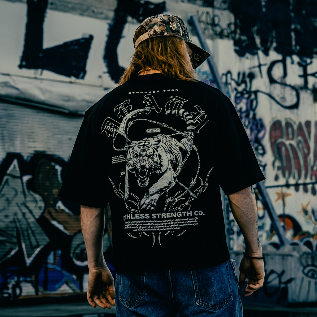 "STRONGER THAN DEATH" OVERSIZED TEE