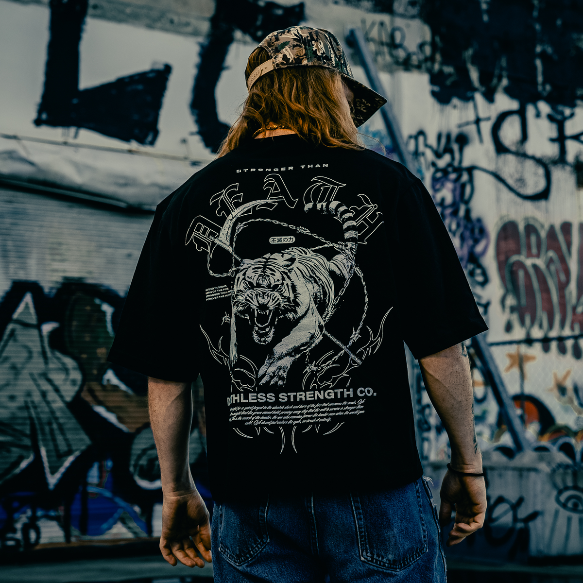 "STRONGER THAN DEATH" OVERSIZED TEE