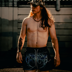 "DEATH" MID THIGH CUT SHORTS