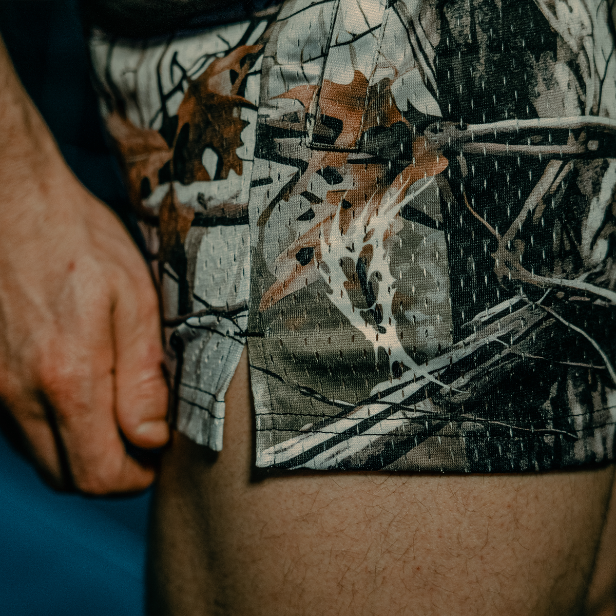 "FOREST CAMO" MID THIGH CUT SHORTS