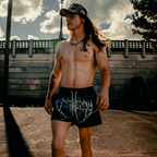 "DEATH" MID THIGH CUT SHORTS