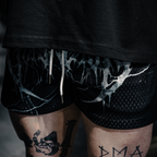 "DEATH" MID THIGH CUT SHORTS