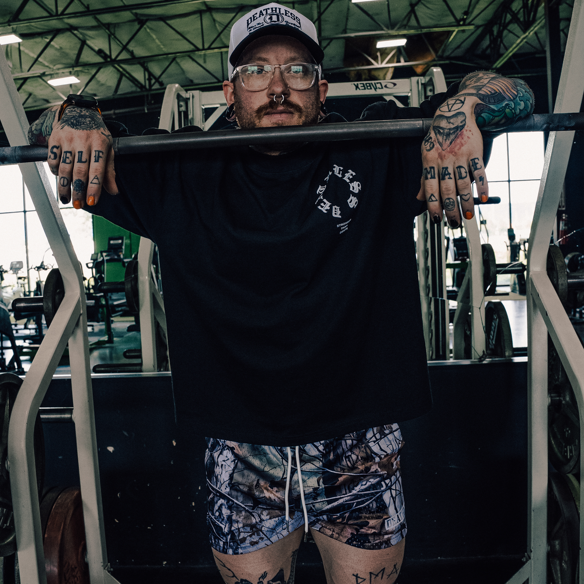 "FOREST CAMO" MID THIGH CUT SHORTS