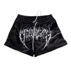 "DEATH" MID THIGH CUT SHORTS