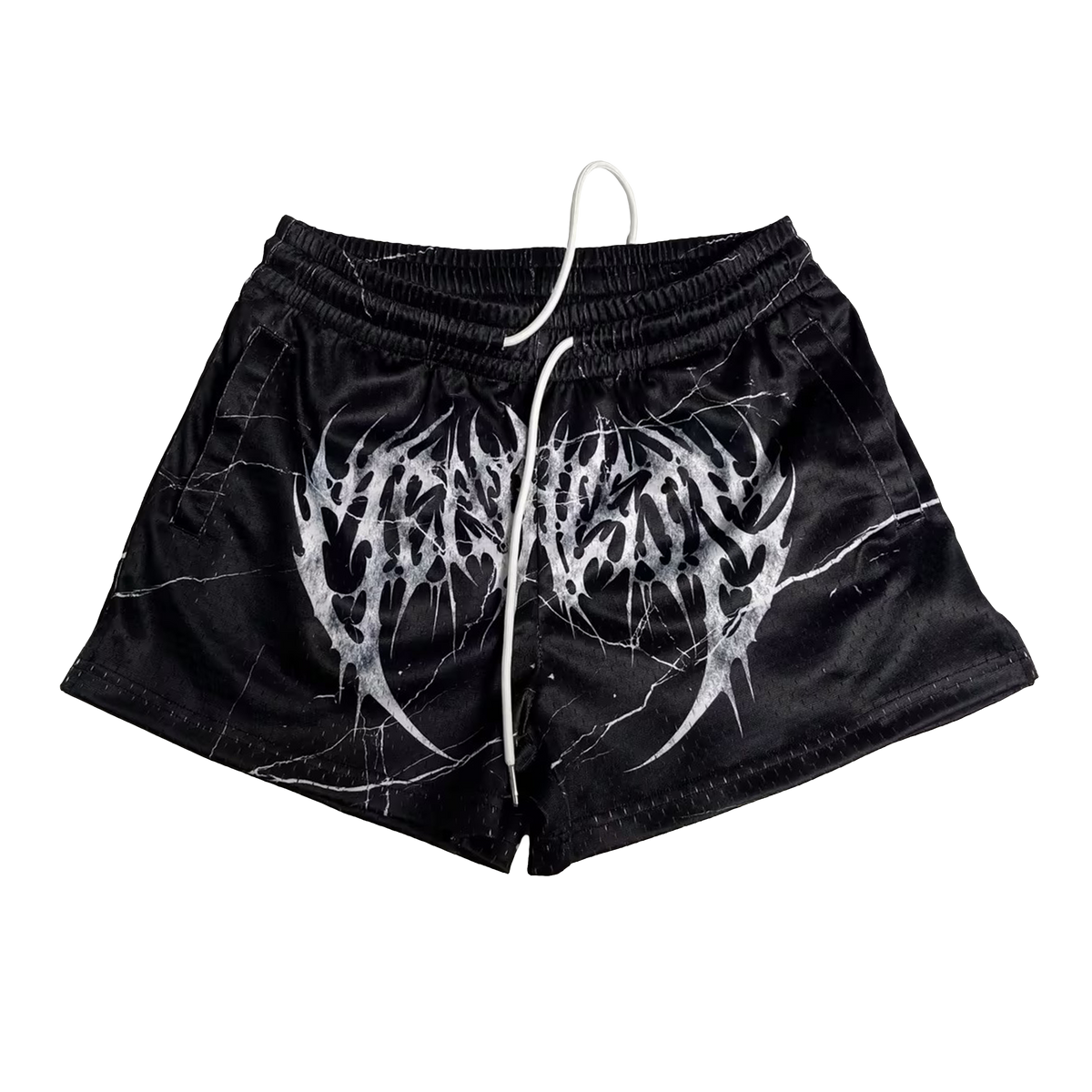 "DEATH" MID THIGH CUT SHORTS