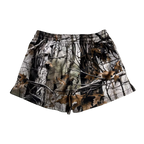 "FOREST CAMO" MID THIGH CUT SHORTS