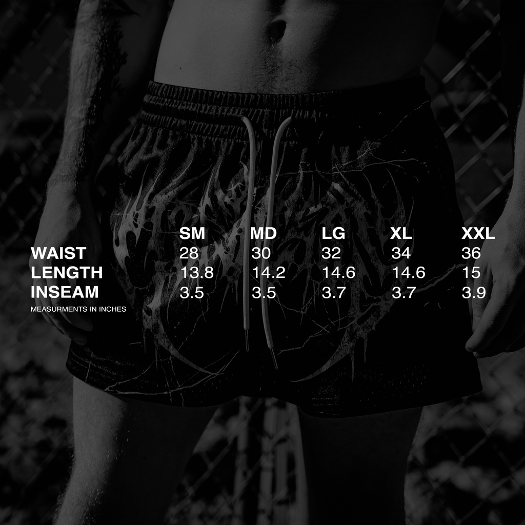 "DEATH" MID THIGH CUT SHORTS